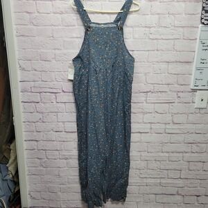 NEW Camisa Floral Jumpsuit Overalls Womens L‎ Wide Leg Summer Beach Boho Romper